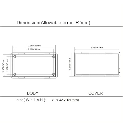 LeMotech Project Box 5 Pieces ABS Plastic Electrical Project Case Small Junction Box for Electronics White 2.76 x 1.65 x 0.71 inch (70x 42x 18 mm)