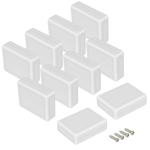 LeMotech Project Box 10 Pieces ABS Plastic Electrical Project Case Small Junction Box for Electronics White 3.54 x 2.75 x 1.10 inch (90 x 70 x 28 mm)