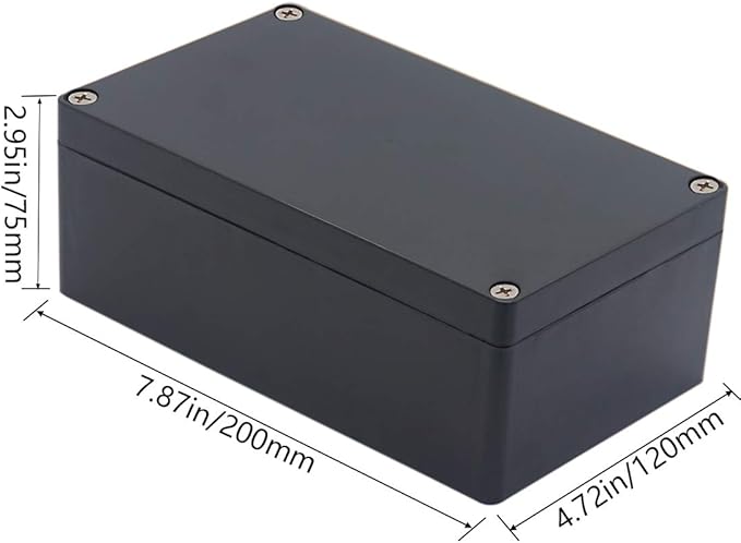 2 Pack Project Box IP65 Waterproof Junction Box ABS Plastic Black Electrical Boxes DIY Electronic Project Case Power Enclosure 7.87 x4.72 x2.95 inch (200x120x75 mm)