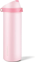 24 oz Insulated Water Bottle with Straw, Stainless Steel Water Bottle with 2-in-1 Push-Button Spout & Quick-Flip Straw, Fits Car Cupholder, Leakproof, for Gym, Travel, School, Camping, Pink