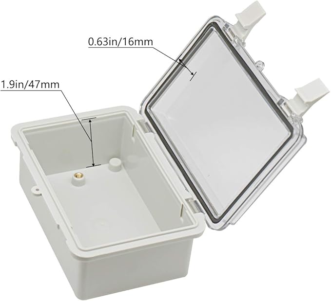 Zulkit Junction Box ABS Plastic Dustproof Waterproof IP65 Electrical Boxes Hinged Shell Outdoor Universal Project Enclosure Clear Cover with 2 Cable Glands 5.9 x 3.9 x 2.8 inch (150x100x70 mm)