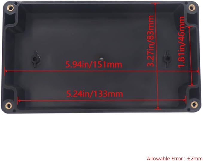 2 Pack Project Box IP65 Waterproof Junction Box ABS Plastic Black Electrical Boxes DIY Electronic Project Case Power Enclosure 6.22"x3.54"x2.36"(158x90x60mm)