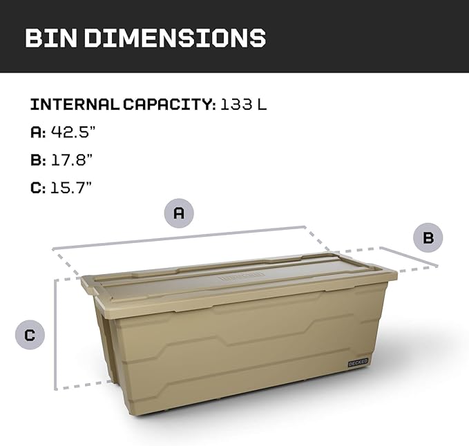 DECKED Payloader 133 L (2-Pack) - 200 lb Load Rated, Heavy-Duty Stackable Garage Storage Bins - Desert Tan