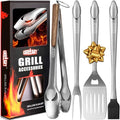 GRILLART BBQ Tools Grill Tools Set -18Inch Grilling Tools BBQ Set - Grill Accessories w/BBQ Tongs, Spatula, Fork, Brush- Stainless Grill Kit Grilling Set - Gift Ideas BBQ Accessories Gifts for Men Dad by GRILLART