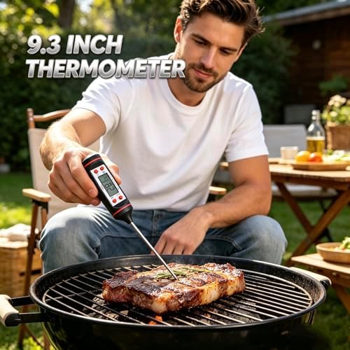 Grilling Accessories - 16 Inch Extra Long BBQ Accessories Grill Gifts for Men, Barbecue Grilling Tools Utensils Set with Spatula, Fork, Brush, Tongs, Thermometer - Image 5