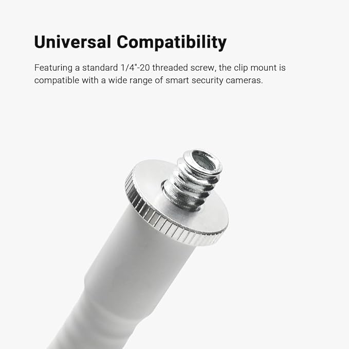 Holicfun Clip Mount for Ring, Blink, Eufy, Google Nest, Wyze, and Arlo Indoor Outdoor Cameras, 15cm Gooseneck Arm, Flexible Adjustment, Strong Clamp, White, 2-Pack