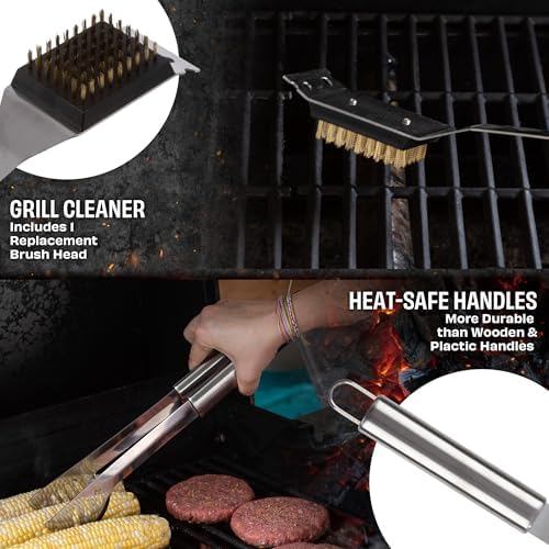 Home-Complete Stainless Steel BBQ Grill Accessories Set, 16-Piece-Set - Image 6
