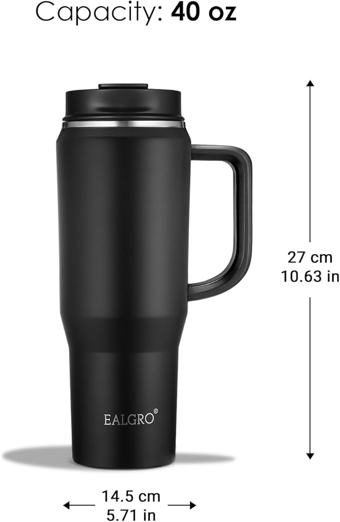 EALGRO 40 oz Tumbler with Handle, Insulated Tumblers with Lid and Straw, Large Metal Sports Water Bottle Jug, Thermal Stainless Steel Travel Coffee Mug Cup, Lavender