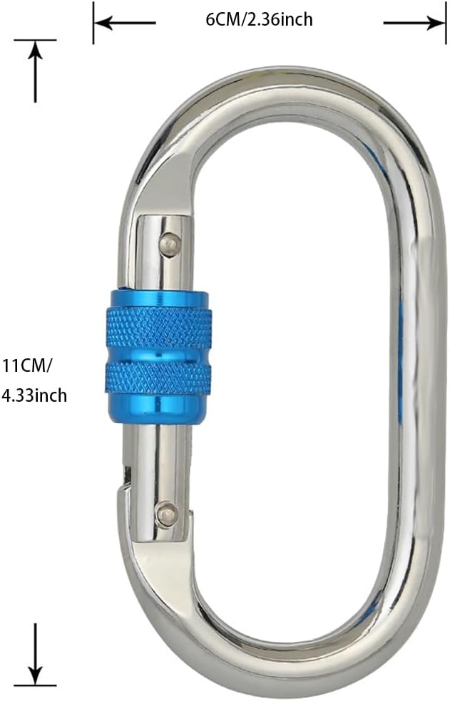 Heavy Duty Locking Climbing Carabiner Clip CE Rated 25 kN 5600 LB Rugged Terrain Approved Industrial Strength Twist Lock Carabiners Clips for Rigging, Ropes, Hammocks, Camping