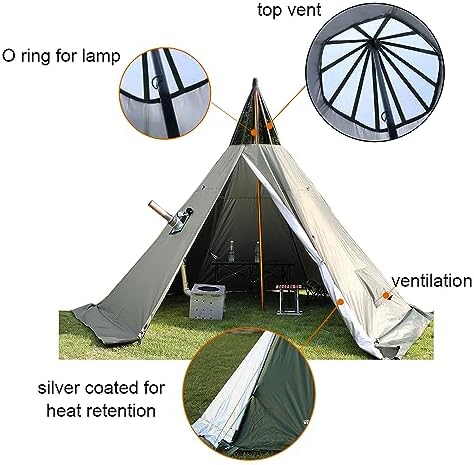 4 Season Waterproof Teepee Tent Yurt with Stove Jack for Adult Camping Hiking, Height 7.8FT/240CM - Image 4