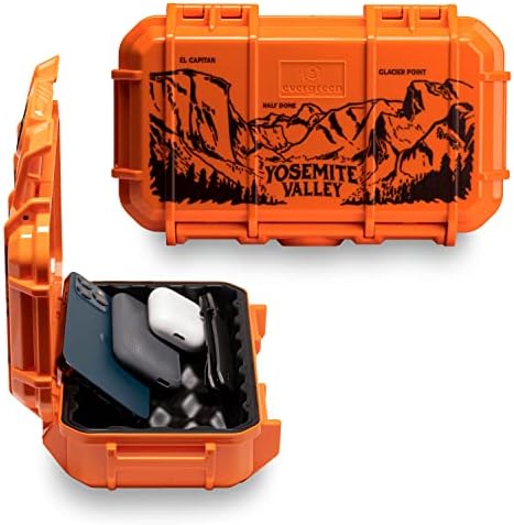 Evergreen X National Parks 56 EDC Dry Box Protective Case - National Parks Gift - for Phones, Camping, Travel, Adventure (Yosemite National Park, Orange), 9.5'' x 5.8'' x 2.8'' by EvergreenCases