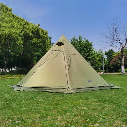 Tipi Hot Tent with Fire Retardant Stove Jack for Flue Pipes, 2~3 Person, Lightweight, Teepee Tents for Family Team Outdoor Backpacking Camping Hiking - Image 6