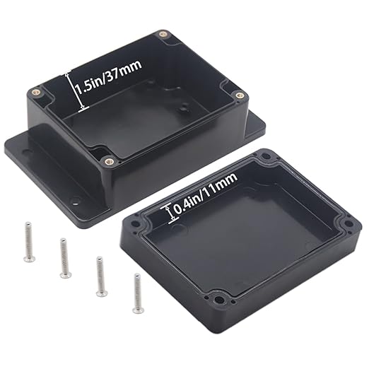 Watertight Junction Box, IP67 Waterproof Project Box Durable ABS Plastic Electronic Enclosure Case for DIY Electrical Project with Wall Fixed Ear 4.53" x 3.54" x 2.17"(115 x 90 x 55 mm)