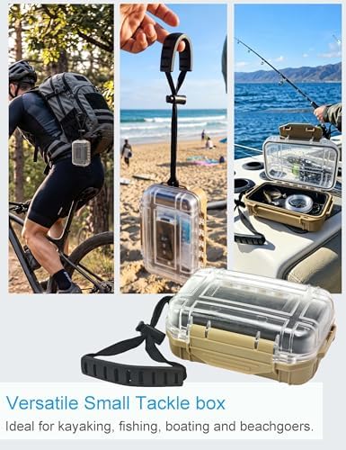Hlotmeky Small Waterproof Box Mini Dry Box Waterproof Case Small Watertight Storage Box Micro Fishing Tackle Box Dry Case Terminal Tacklebox Small Hard Carrying Case for Kayaking, Boating - Image 6