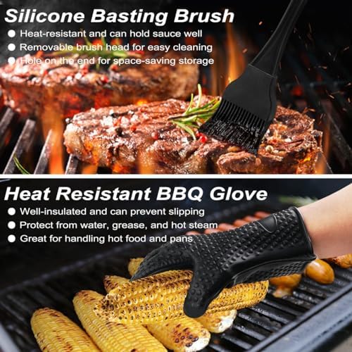 POLIGO 26 PCS BBQ Grill Accessories Stainless Steel BBQ Tools Grilling Tools Set with Storage Bag for Fathers Day Dads Birthday Presents - Camping Grill Utensils Set Ideal Grilling Gifts for Men Black - Image 6