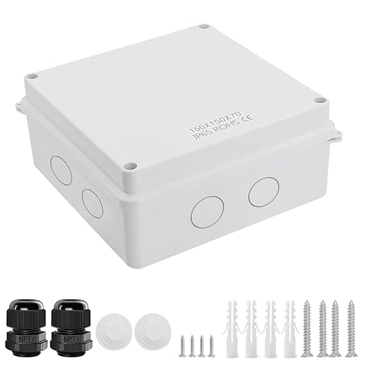LeMotech Junction Box, Electrical Box IP65 Water Resistant Dustproof ABS Plastic Project Enclosure for Electronics White 5.9 x 5.9 x 2.8 inch