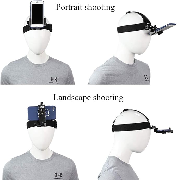 Head-Mounted Mobile Phone Holder,First-Person View Video Outdoor Live Shooting Bracket with Phone Clip(4"-7") for iPhone Samsung Smartphones and GoPro Insta360 Sony DJI Action Camera Head Mount Strap