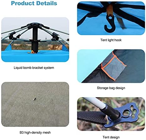 Ergocar Camping Tent 210T PU Cloth Waterproof Windproof Dome Tent, 3 to 4 Man Ultraligh Ventilated Pop up Tent for Family, Hiking, Backpacking & Fishing - Image 6
