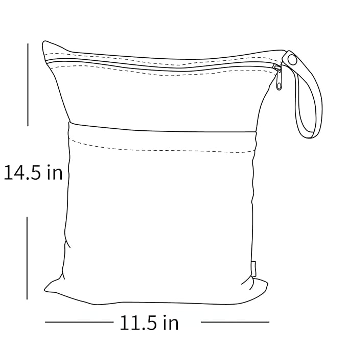ALVABABY 3pcs Cloth Diaper Wet Dry Bags Waterproof Reusable with Two Zippered Pockets Travel Beach Pool Daycare Soiled Baby Items Yoga Gym Bag for Swimsuits or Wet Clothes 3L-ZM11