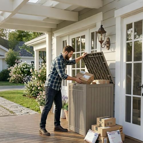 EasyUp 56 Gal Waterproof Outdoor Storage Box UV Resistant Deck Box - Image 2