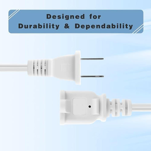 10FT 2 Prong Indoor Extension Cord,Thin White Extension Cords Male/Female Power Cable for Home Office Outdoor, 18/2 ETL Listed 10 FT Extension Cord