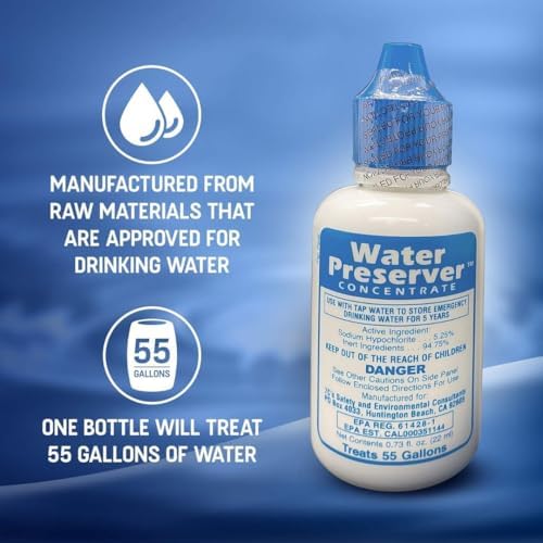 Water Preserver for 55 Gallon Water Tank 5 Pack - Made in USA - Purifies Drinking Water for 5 Years - for Emergency Storage, Rain Collection, Survival Kit, Hurricane & Earthquake - Image 2