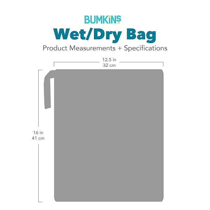 Bumkins Waterproof Wet Dry Bag for Baby, Travel, Swim Suit, Cloth Diapers, Pump Parts, Pool, Beach, Gym Clothes, Toiletry, Hook to Stroller, Daycare, Zipper Reusable Wetdry Packing Pouch, Black Hearts