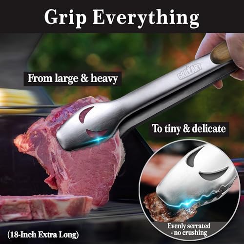 GRILLART BBQ Tools Grill Tools Set -18Inch Grilling Tools BBQ Set - Grill Accessories w/BBQ Tongs, Spatula, Fork, Brush- Stainless Grill Kit Grilling Set - Gift Ideas BBQ Accessories Gifts for Men Dad - Image 4