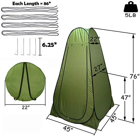 HongK- Privacy Tent- Pop Up Instant Tent Rain Shelter Tent Shower Toilet Bathroom Portable Changing Room For Beach Hiking Camping Outdoor Use In Green (3 Colors Available) [P/N: ET-OUTDOOR005-GREEN] - Image 2