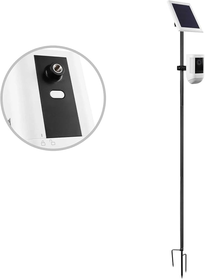 Universal Ground Stake Mount Bracket for Outdoor Security Cameras and Solar Panels, Compatible with Ring, Blink, Eufy, Google Nest, Arlo, Wyze, SimpliSafe, 1/4 Screw Cameras (Black)