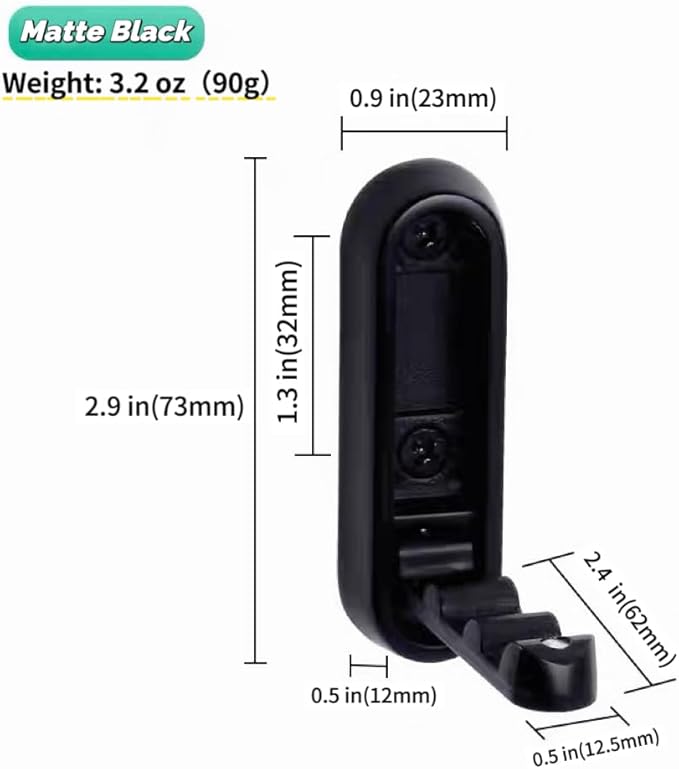 4 Pack Folding Wall Hooks, Foldable Black Coat Hooks for Bathroom, Entryway - Strong Hold for Towels, Robes, Hats, Bags, Keys - Solid Metal Wall Mounted Hooks with Screws