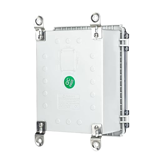 Waterproof Outdoor Project ABS Plastic Junction Box，IP67 Waterproof Clear Enclosure Boxes for Outdoor Garden with Hinged Cover, Mounting Plate, Wall Brackets, Cable Glands (Clear,10.2"x6.3"x4.3")