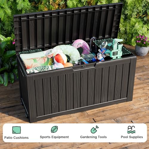 EasyUp 150 Gallon Resin Deck Box, Waterproof Outdoor Storage Box, Black - Image 3