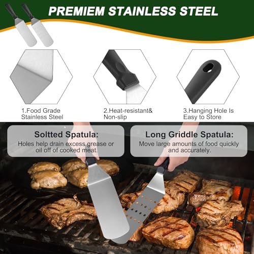 139PCS Griddle Accessories for Blackstone, Perfect Flat Top Grill Accessories for Camp Chef, Griddle Spatula Set with Metal Spatula, Enlarged Spatulas, Basting Cover for Outdoor Barbecue - Image 3