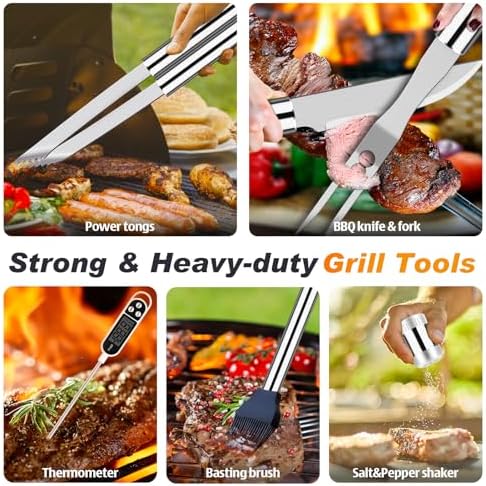 Romanticist 26pcs Stainless Steel BBQ Tools & Grill Accessories Set, Silver - Image 4