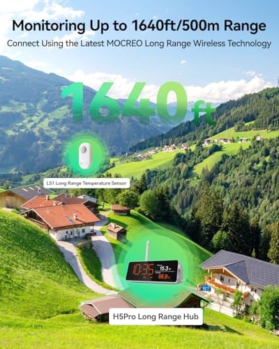 MOCREO WiFi Remote Refrigerator Thermometer, 1/3 Mile Long Range Freezer Alarm, IP66 Waterproof, App Email Alert, with Digital Monitor Hub, 1 Smart Wireless Temperature Sensor for Kitchen, Fridge, RV - Image 3