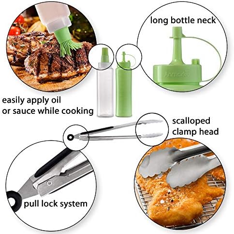 Metal Spatula and Scraper Set - Griddle Accessories kit - Grill Tongs Flat Spatula Pancake Flipper Hamburger Turner Squeeze bottles Set - Metal Utensil Great for BBQ Grill Flat Top Cast Iron - Image 4