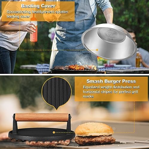 Griddle Accessories Kit, Terlulu 29 PCS Flat Top Grill Accessories for Blackstone and Camp Chef, Metal Spatula Set with Burger Press, Melting Dome, Scraper, Tongs, Carry Bag for Outdoor Grilling BBQ - Image 4