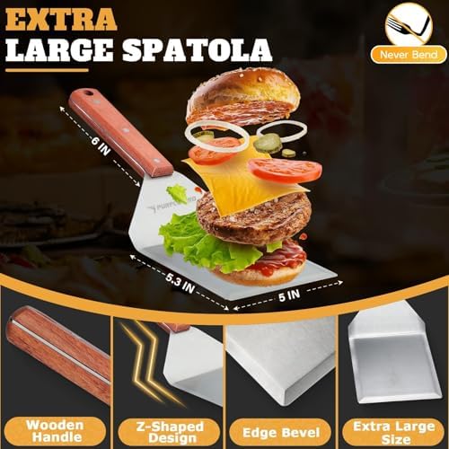 PURPLEBIRD Smash Burger Press Kit 3PCS Set, Stainless Griddle Spatulas Set - Image 3