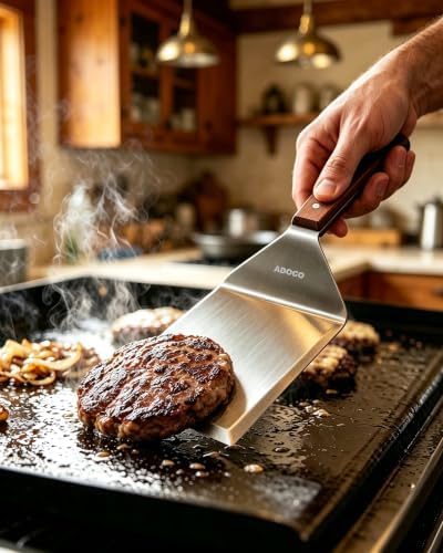 Large Wide Griddle Spatula Burger Turner Grill Tool, Blade 5''x6'' - Image 4