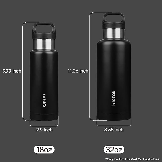 BJPKPK Insulated Water Bottle 32OZ Stainless Steel Water Bottle with Handle Double Walls Vacuum Insulated BPA Free Flask, Black