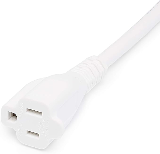 Amazon Basics Indoor Extension Cord, 3 Prong Outlet Extender Power Cord, 13 Amps, 125V, 25 Ft, White, 2-Pack