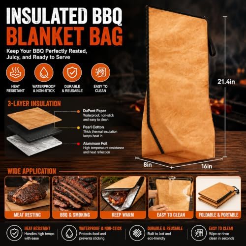 NCA - BBQ Set | BBQ Prep Tub 4gallon, BBQ Blanket, 21" Meat Resting Bag, Insulated Triple Layer | Foldable Cutting Board, Drain Plug - Image 2