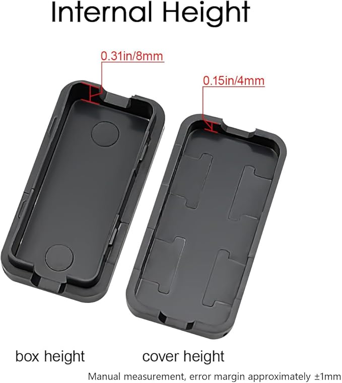 LeMotech 5Pcs ABS Plastic Electrical Project Case Power Junction Box, Project Box Black 1.6 x 0.8 x 0.4 inch (40 x 20 x 11 mm)