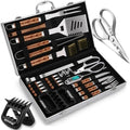RINPIR 35pcs Grilling Tools Set with Aluminum Case for Men Dad Gifts,Brown by RINPIR
