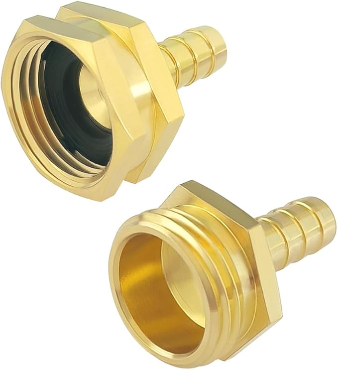 Hooshing 1/2" Garden Hose Repair Kit Male and Female Brass Hose Mender End Repair Connector with Clamps