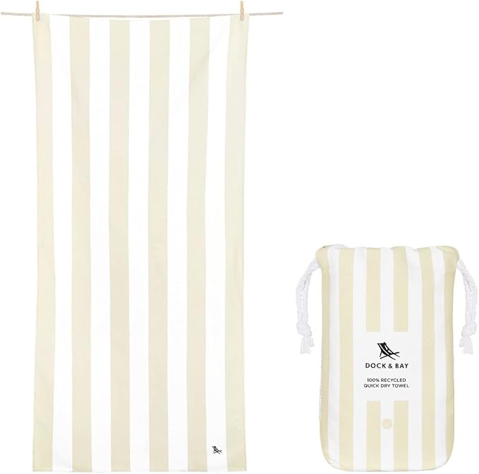 Dock & Bay Beach Towel - Quick Dry, Sand Free - Compact, Lightweight - 100% Recycled - Includes Bag - Cabana - Set of 6 - Large (160x90cm, 63x35)