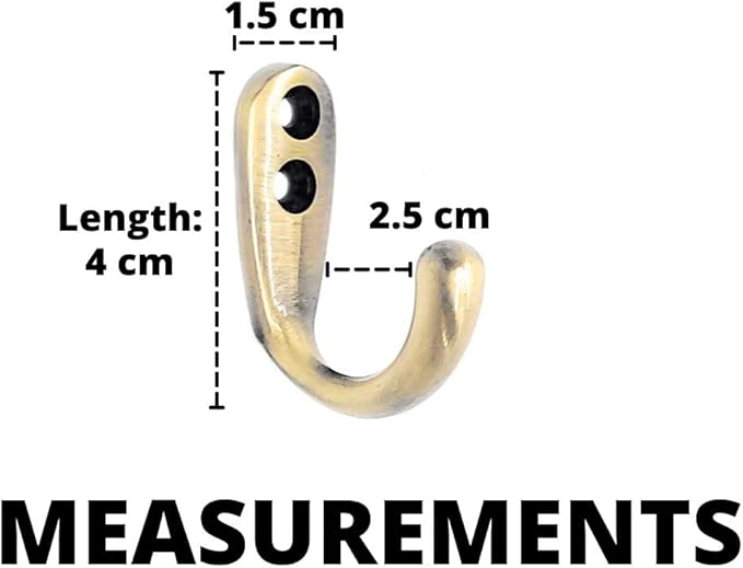 FAPBADRI Multipurpose Hooks, Used to Hang Clothes, Bags, Coats, Curtain Hold Backs, Keys, Antique Gold Colour, Material - White Metal, Screws and Wallplugs Included, Pack of 10 Pieces