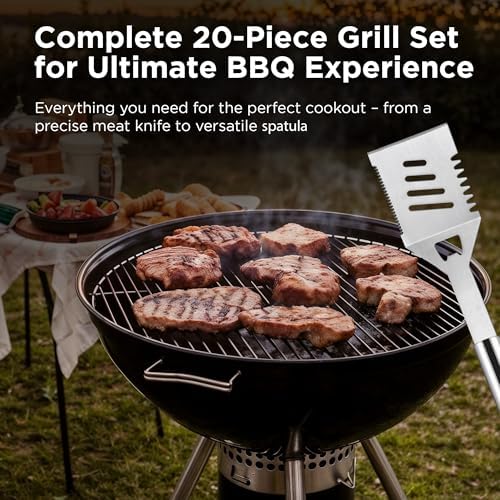 Kaluns Grilling Accessories, Dad Gifts for Fathers Day, Heavy Duty Stainless Steel Grill Set BBQ Grill Accessories for Outdoor Grill with Storage Case and Apron, Best Gifts for Men Dad - Image 4