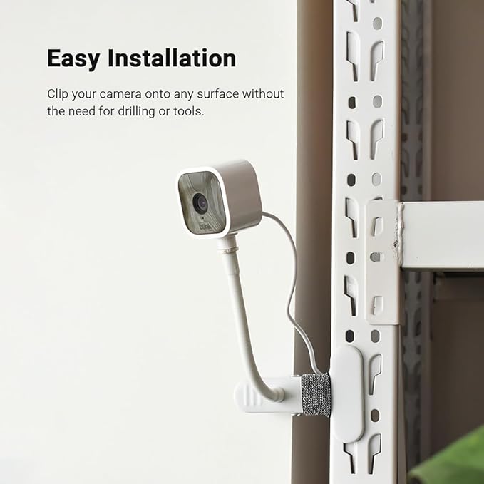 Holicfun Clip Mount for Ring, Blink, Eufy, Google Nest, Wyze, and Arlo Indoor Outdoor Cameras, 15cm Gooseneck Arm, Flexible Adjustment, Strong Clamp, White